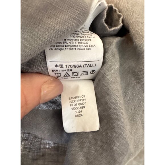 Gap Linen Cropped Piolet Grey Button Down Women's Shirt Medium Tall - Picture 5 of 6